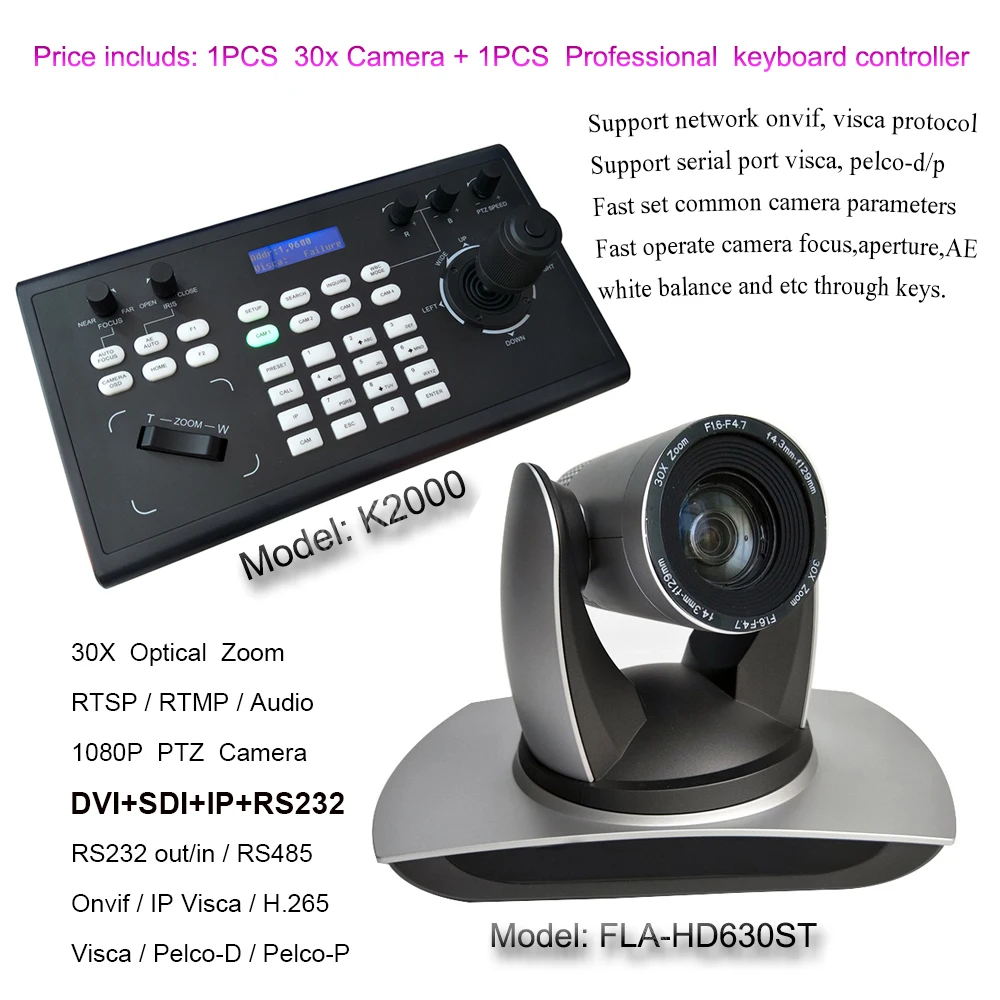 

RTMP Live Streaming 2MP All Direction Rotation SDI DVI IP PTZ Conference Camera 30x Optical Zoom