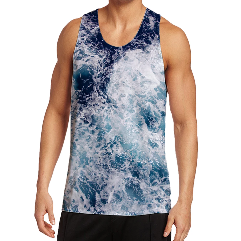 

Жилет 3 B Мужской с принтом природных пейзажей, свободная дышащая майка с рисунком морской волны, заката, сумерки, 3 D, Уличная Повседневная сп...