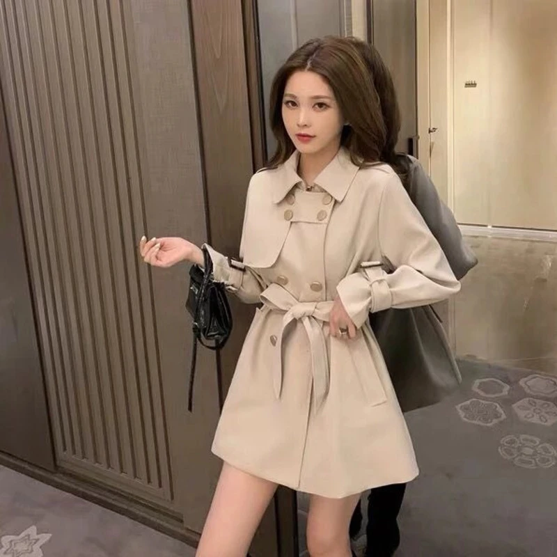 

Spring 2022 New Windbreaker Women's British High End Fashion Belt Top Overcoat Female Autumn Mid-length Trench Coat For Women