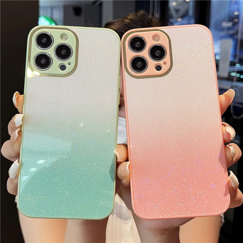 

Luxury Plating Camera Gradient Glitter Phone Case For iPhone 14 13 12 11 Pro Max 8 7 Plus SE 23 X XR XS Soft Silicone Back Cover