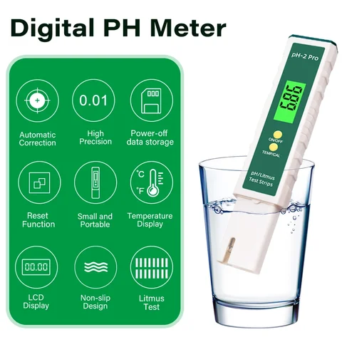 Цифровой лабораторный измеритель PH PH-2 Pro, ручка для тестирования воды 0,01 PH-2,00-16.00, ручка для измерения освещенности аквариума и гидропоники