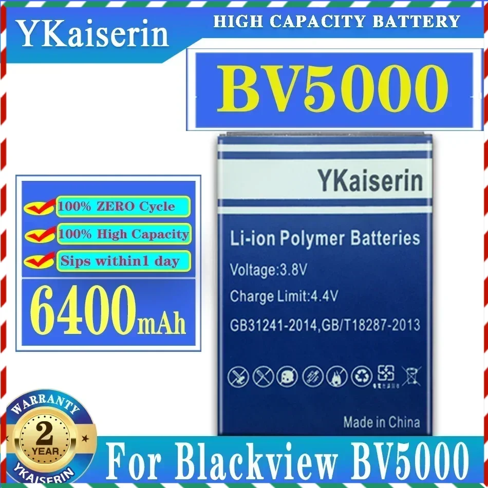 Сменный аккумулятор ykaisсеребрин BV 5000 6400 мАч для Blackview BV5000 умный большой емкости +