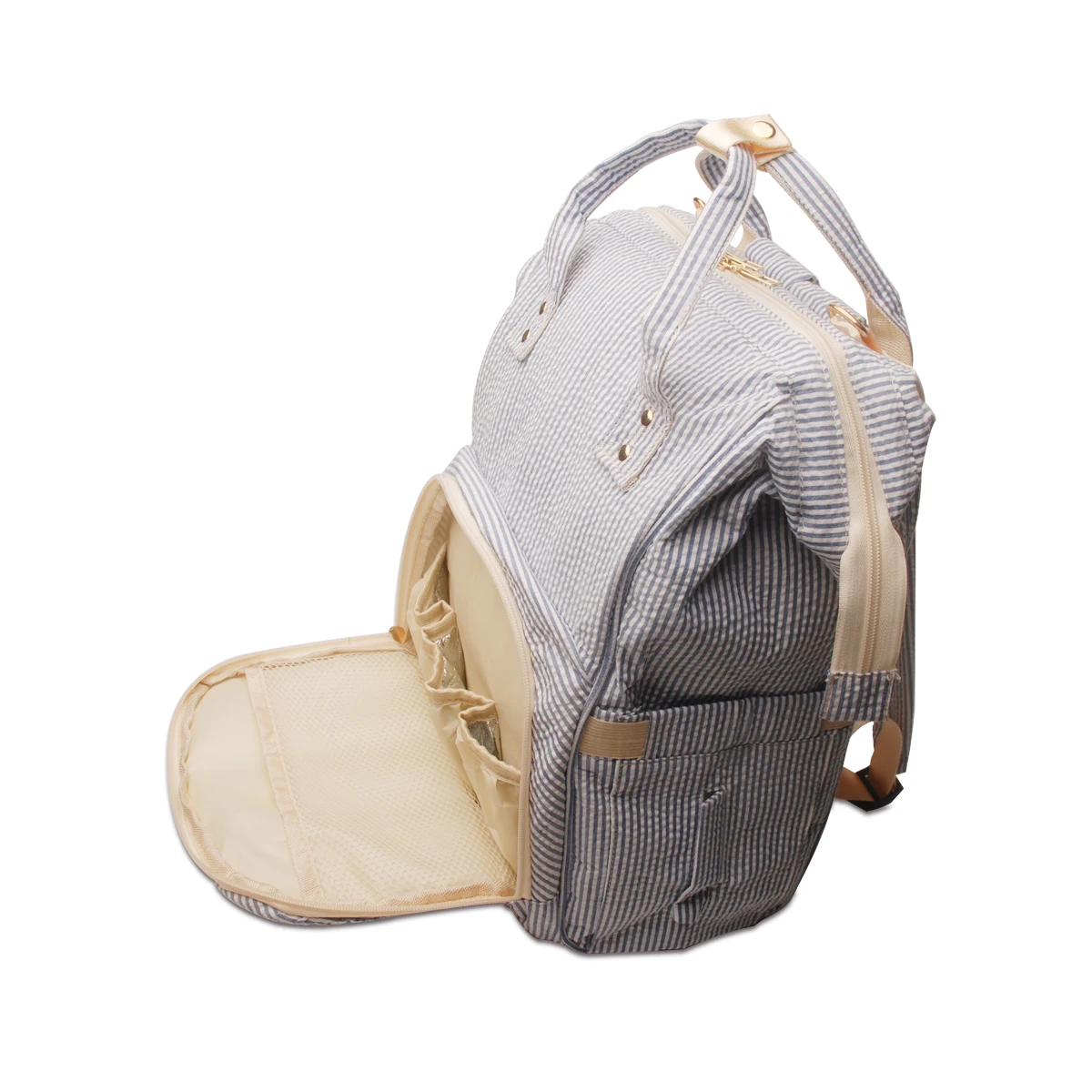 Mom Seersucker Diaper Backpacks Multifunctional NappyTravel Serape Mummy Diaper Bag Large Capacity Backpack For Baby Outdoors