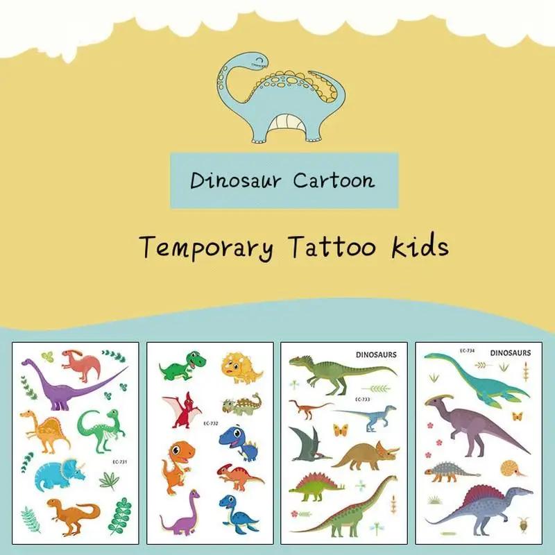 

Temporary Tattoo Kids Fake Tattoo Sticker Dinosaur Cartoon Animal Hand Foot Waterproof Tattoos Tatouage for Children Boy