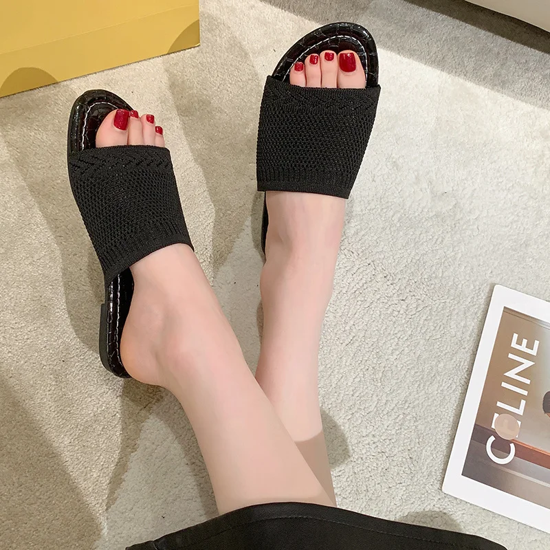 Woman Spring Summer New Candy Color Towel Printed Slippers Embossed Cotton Sandals Women All-match Sandals Flat Slippers Girl