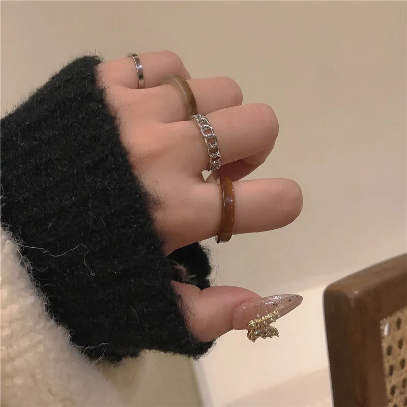 

Fashion Metal Pearl Ring Set for Women Couple Finger Acrylic Boho Jewelry Geometric Summer Party Daily Gift Simple Accessories