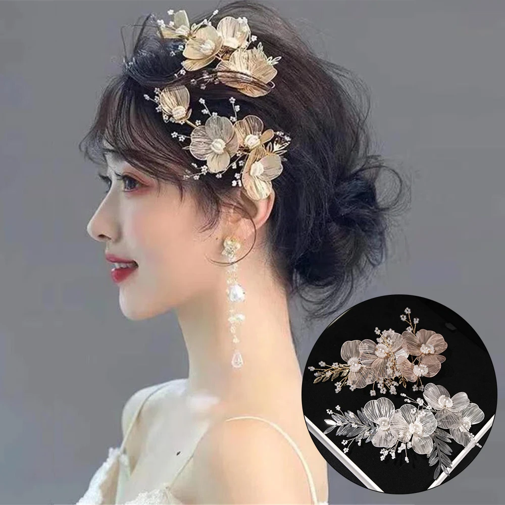 

Bridal Wedding Headband Flower Pearl Hairpin Hair Accessories for Women Hair Jewelry Party Bride Headpiece Hair Styling Tools