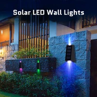 2pcs solar led wall lights multicolor outdoor fence lamp waterproof garden yard step stairs decor wall mounted solar led lights