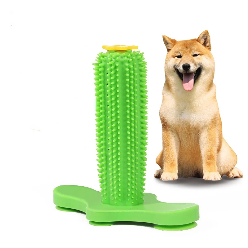 

Dog Cactus Interactive Rubber Chew Toys For Small Large Dogs Tooth Cleaning Toothbrush For Small Large Dogs Treat Dispenser Pet