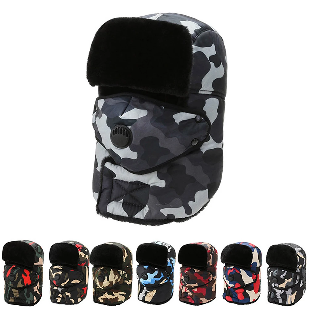 

Winter Leifeng Hat Hot Sale Outdoor Cold Thickening Unisex Ear Mask Nose Protection Ski Hat Plus Velvet Thicken Warm Cotton Hat