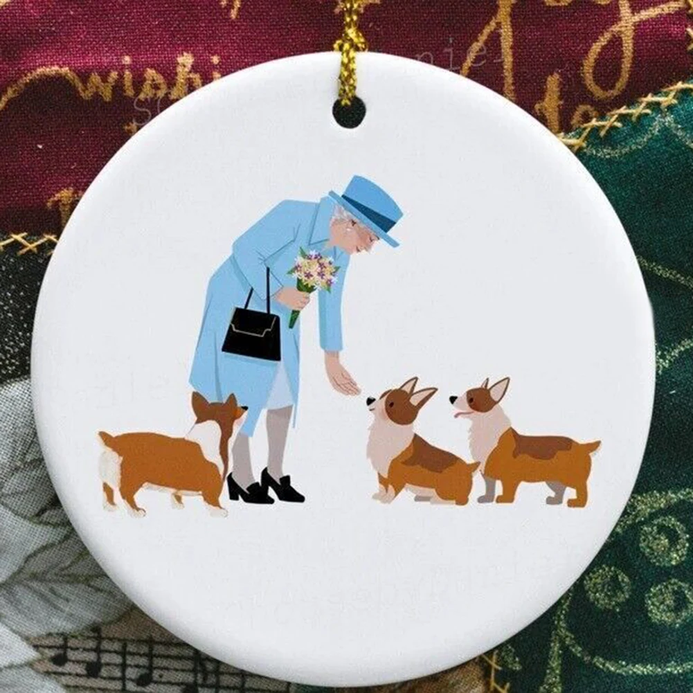 

Elizabeth Ornament Queen Plastic/Resin Queen Commemorating The Queen And The Corgi Christmas Decoration Supplies
