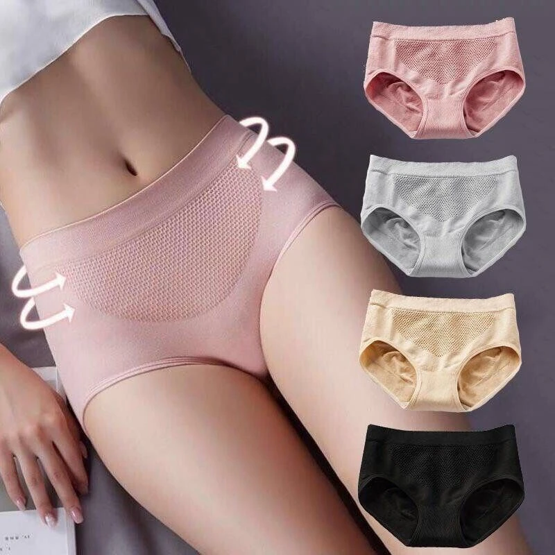 

2pcs Women Underwear Panties Middle Waist Briefs Solid Color Breathable Underpants Seamless Soft Lingerie Girls Fashion Briefs