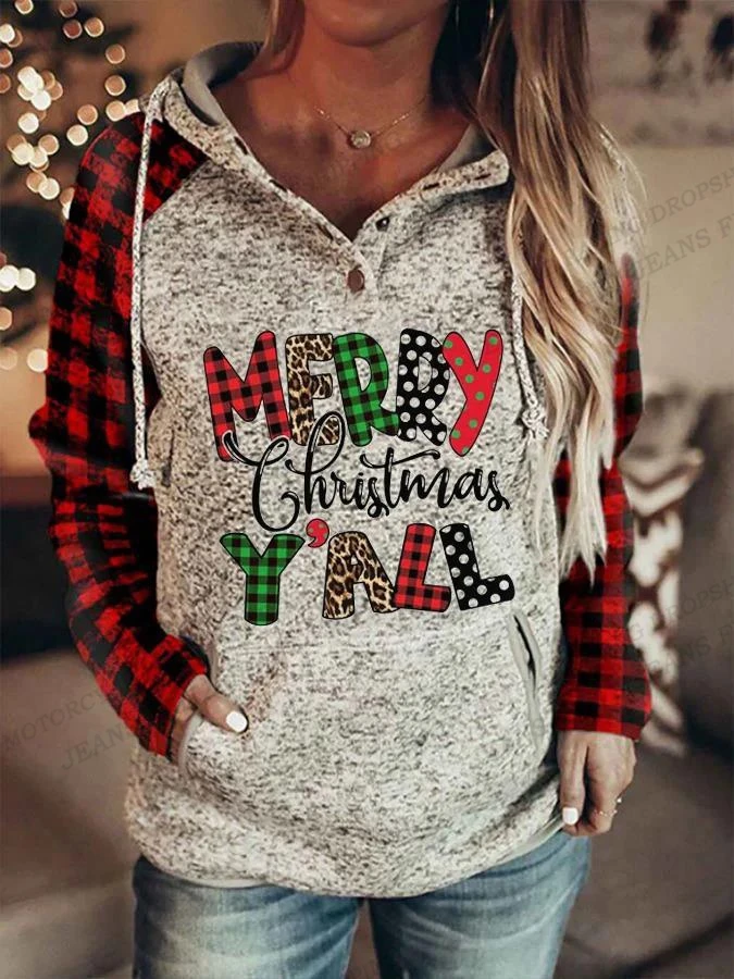 

Женская винтажная толстовка с капюшоном, с надписью «Merry Christmas»