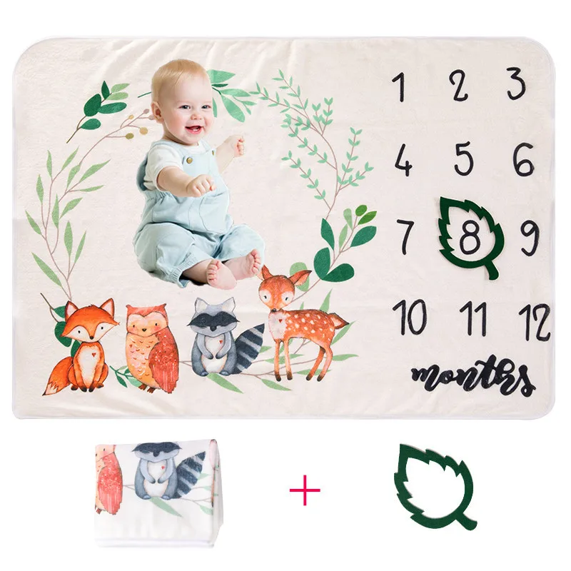 

Cartoon Pattern Infant Baby Milestone Photo Props Background Blankets Play Mats Backdrop Cloth Calendar Photo Accessories Nordic