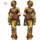 Африканский стиль базин Роскошные платья для женщин комплект из двух предметов Женские топы с длинным рукавом и длинная юбка с Африканским принтом женский WY2488