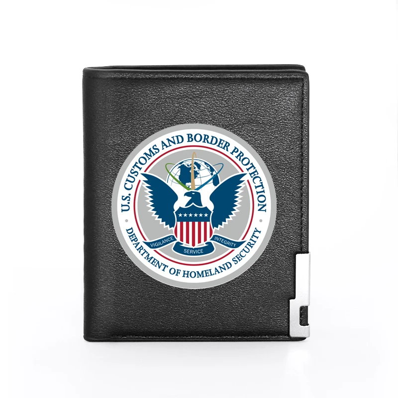 

U.S. Customs And Border Protection Printing Leather Wallet Men Women Billfold Slim Credit Card/ID Holders Inserts Short Purses