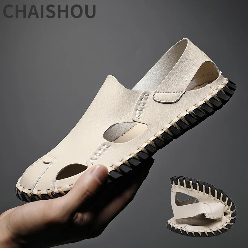 

Y524 Big Size 48 Summer Men Handmade Sandals Fashion Trend Microfiber Teens Soft Breathable Comfortable Beach Shoes Chanclas