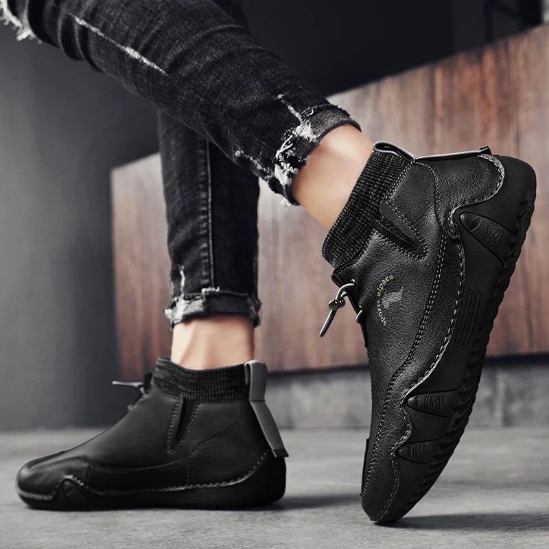 New Men's Outdoor Hiking Casual Shoes Fashion Mountain Hiking Sports Running Ankle Boots Men's Leather Trendy Shoes