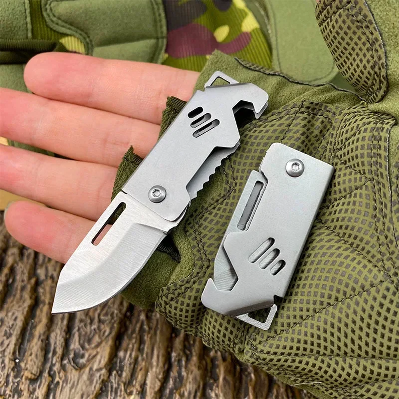 Mini EDC Folding Knife High Hardness Outdoors Camping Pocket Knives for Hunting and Fishing Steel Key Ring Pendant Men's Gift