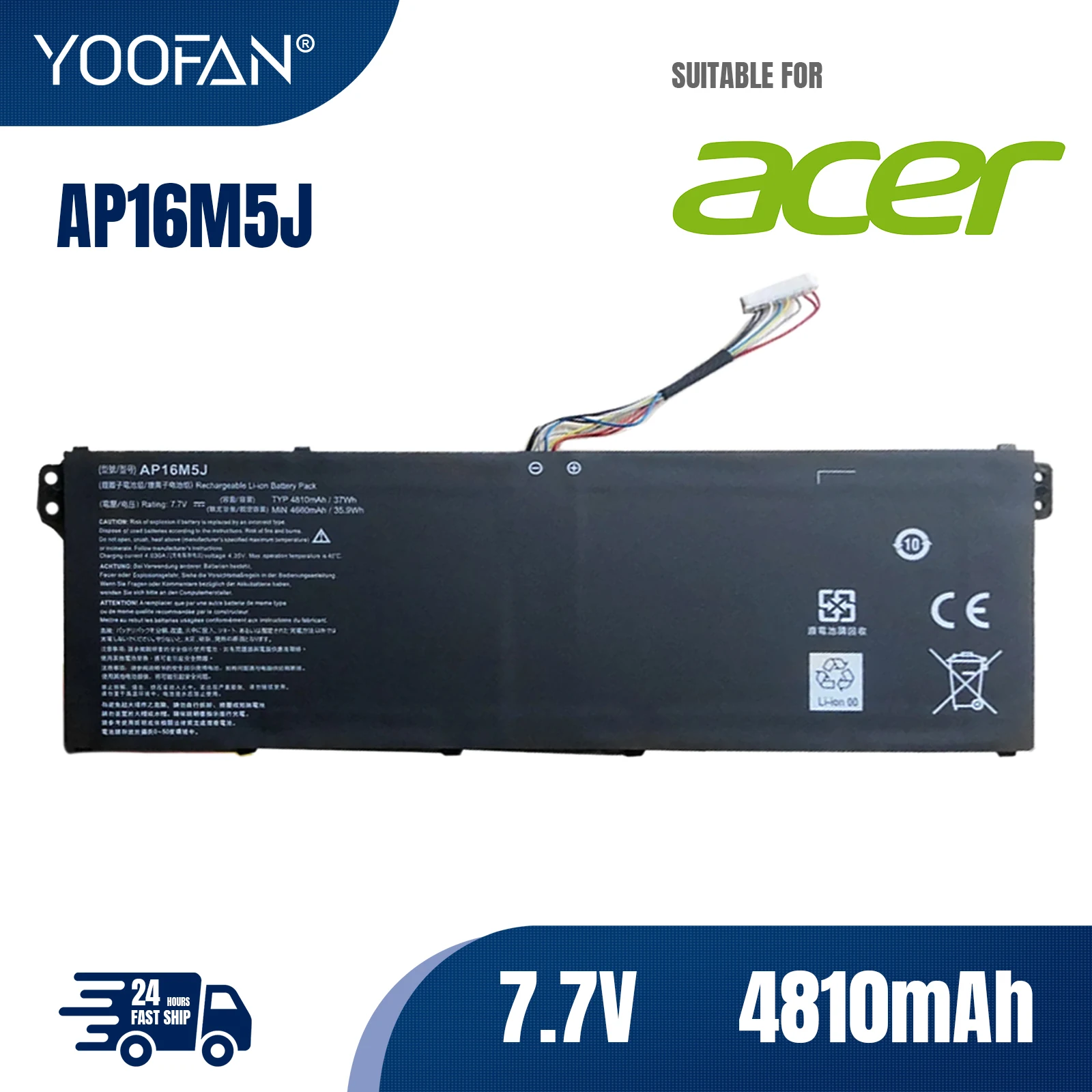 YOOFAN AP16M5J Аккумулятор для Acer Aspire 3 A315-21 A314-31 Series A315-21-63F1 A315-53-52CF A315-53G-33G6 1