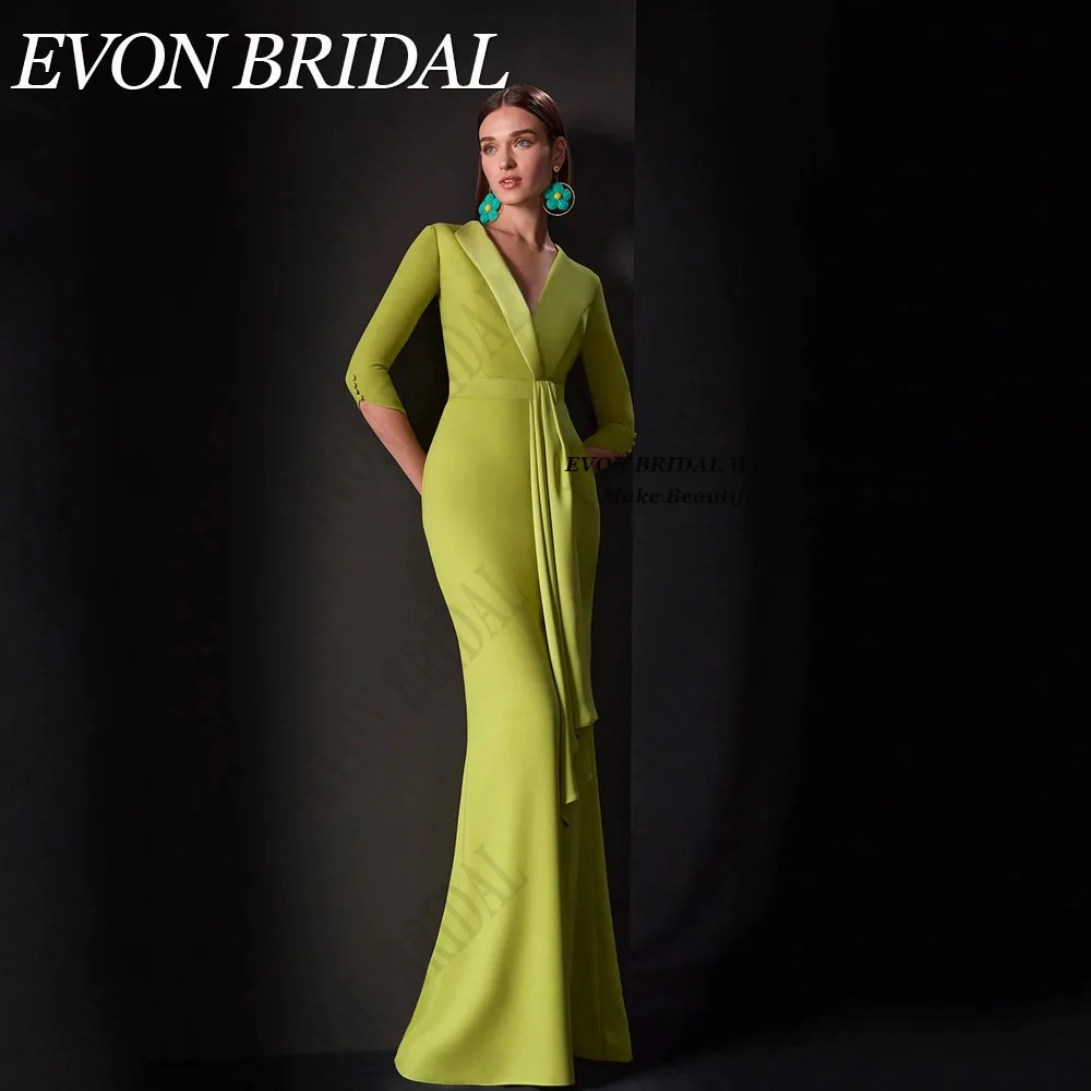 Фото Женское атласное платье-Русалка EVON, красное вечернее платье с рукавом 3/4, в стиле Звезд, для свадебных торжествEvon Bridal Знаменитости Платье из красной ковровой дорожки Русалочка 3 / 4 рукава Официальное вечернее №1