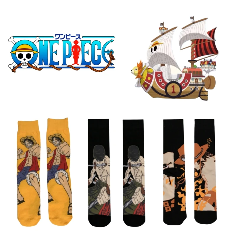 

Цельнокроеные носки с аниме-фигуркой Luffy Roronoa Zoro Ace, Мультяшные носки, вязаные хлопковые носки SockPure, модные спортивные носки для взрослых
