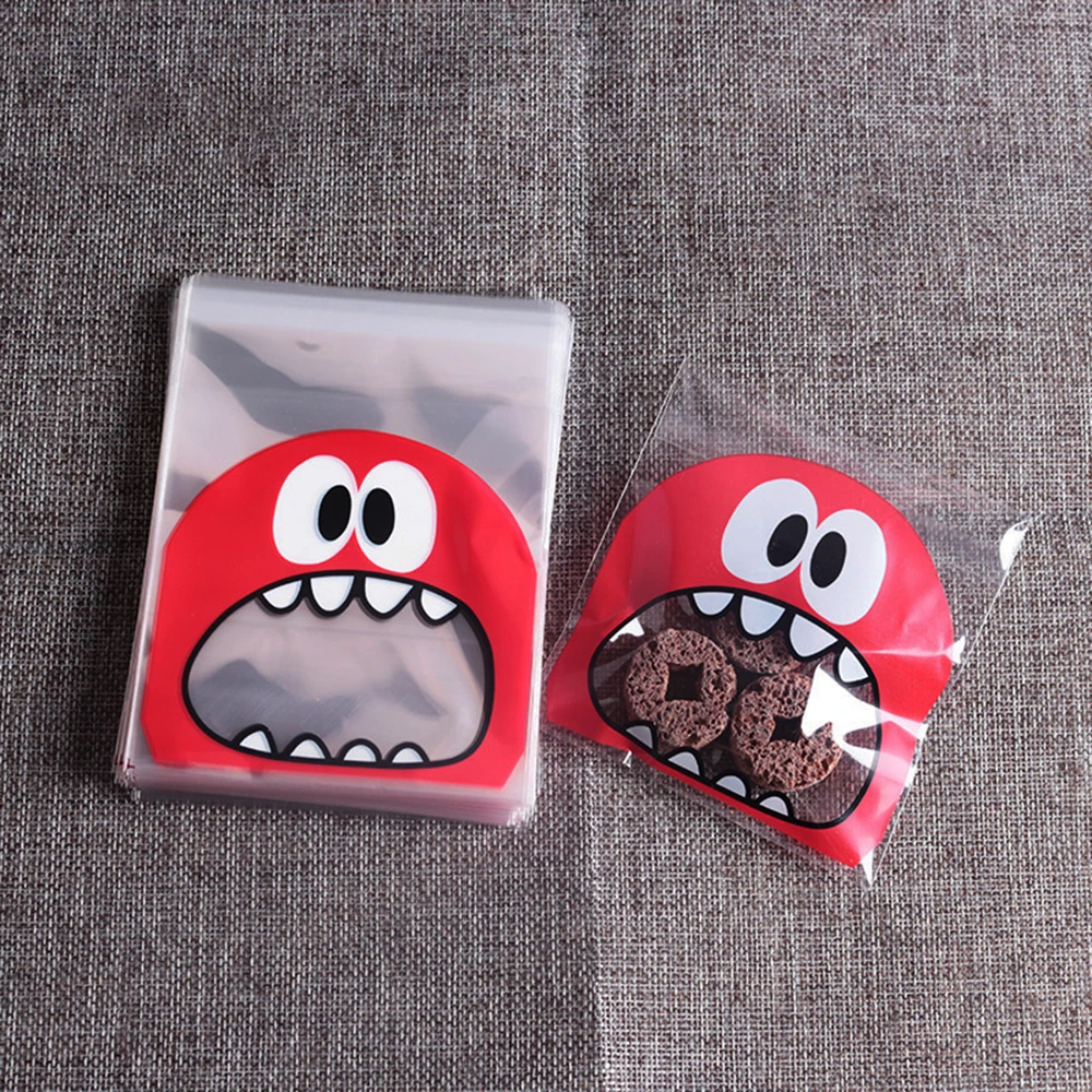 

200pcs Cute Cartoon Monster Biscuit Packaging Bags Self-Adhesive Cookie Candy Snack DIY Storage Wedding Kids Gift Supplies Decor