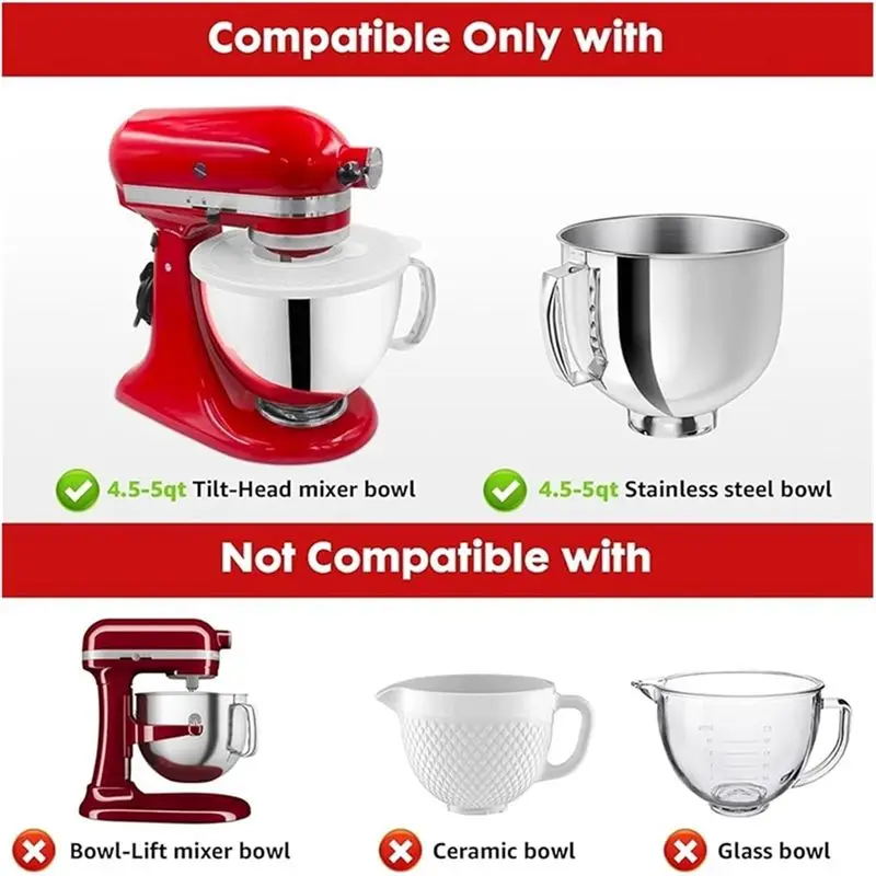 Фото A74X - Защитный экран от брызг для миксеров KitchenAid 4.5-5 кварт с откидной головкой и крышки для чаш миксеров №2