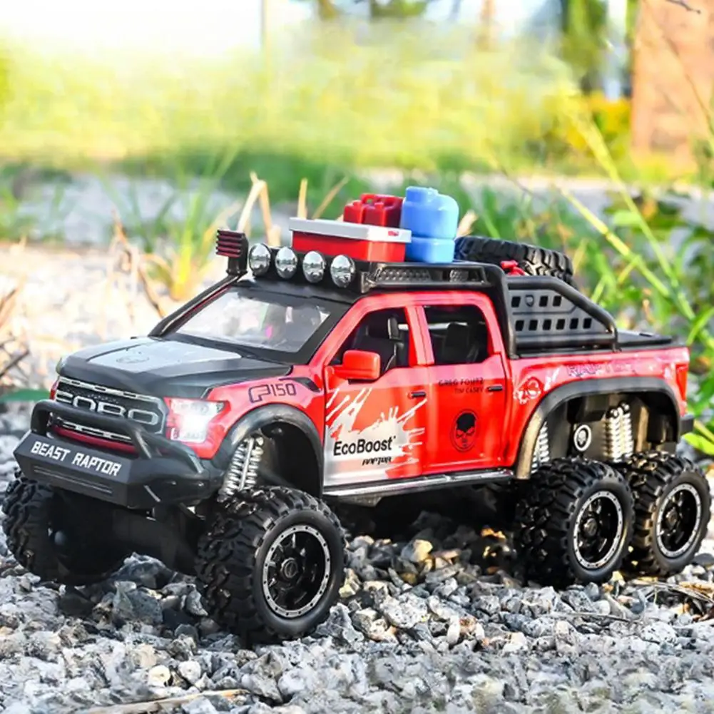 

Simulation Pickup Spray Off-road Vehicle Model Compatible For Raptor 6x6 Alloy Pull Back Car Toy With Sound Light