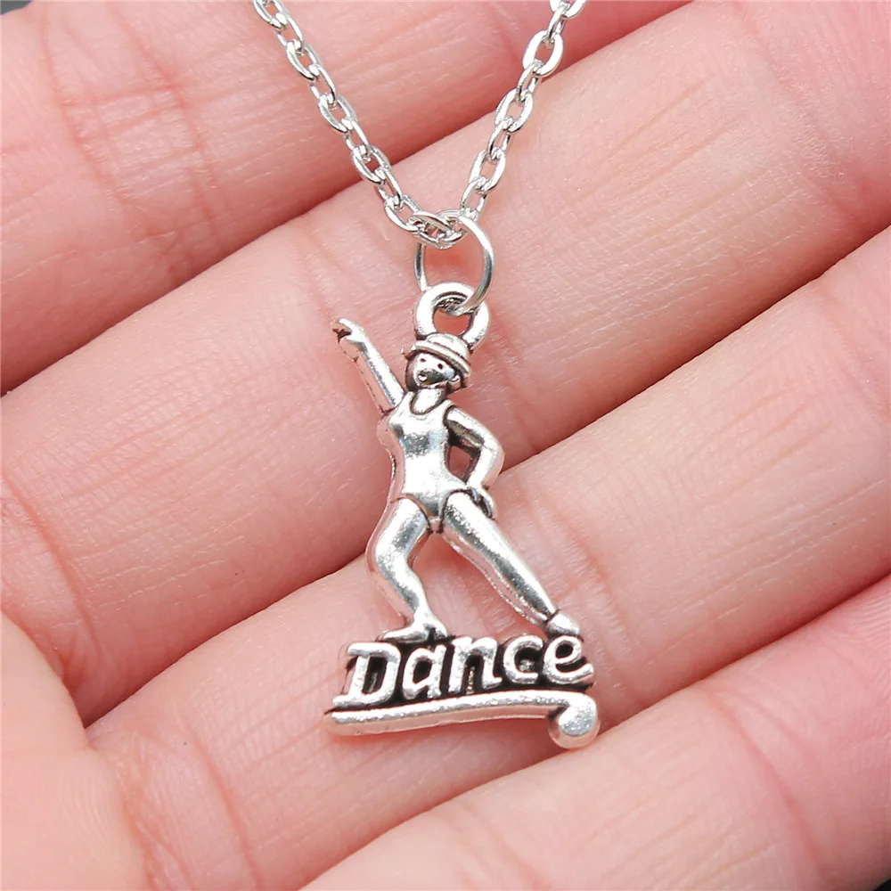 

Прямая поставка, ожерелье серебряного цвета с подвеской 26x15 мм для танцев для женщин