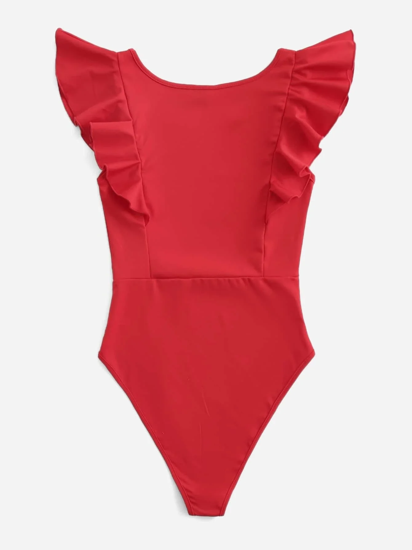 

Solid Ruffled Cheeky-Cut Bodysuit