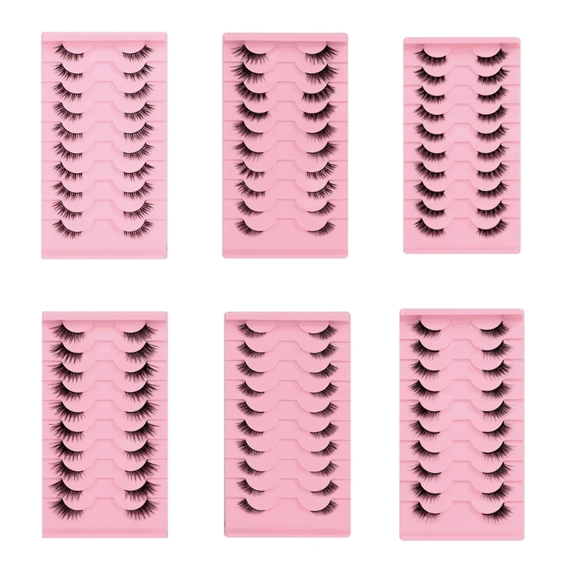 

10 Pairs Half Lashes Natural Look Fake Eyelashes Wispy Clear Band Lashes Faux