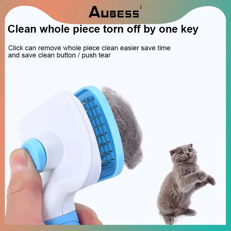 

1PC Pet Cleaning Comb Curved Needle Button Detachment Dog Cat Dead Hair Float Hairbrush Self-cleaning Brush Pet Grooming Tools