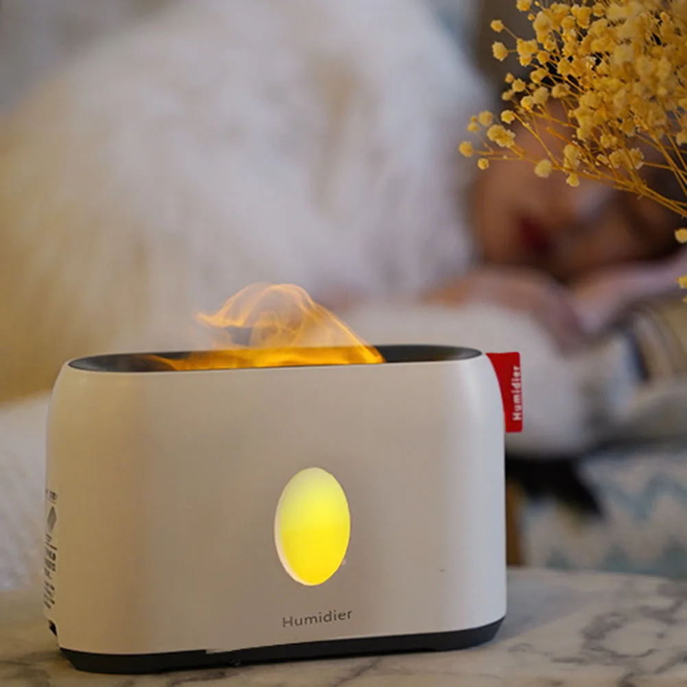 

800ml Air Humidifier Simulation Flame Aromatherapy with Timing Air Freshener Essential Oil Diffuser Aroma Mist Maker for Office