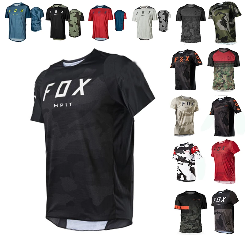 

2022 Men's Summer Short Sleeve Downhill Suit Hpit FOX Mountain Bike Jersey Breathable DH BMX