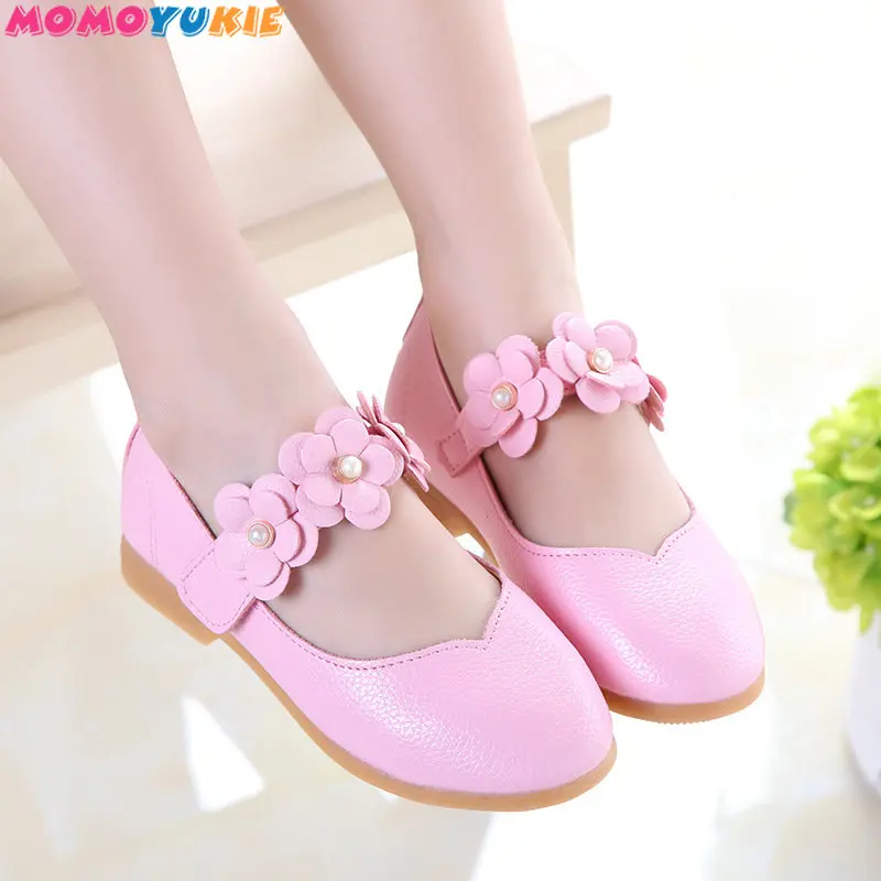 

Spring Autumn Fashion Kids Toddler Flower Children Girls Wedding Party Dress Princess Leather Shoes For Teens Girls Dance Shoes