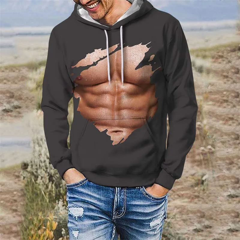 

Толстовка мужская с капюшоном, пикантный топ с 3D принтом и татуировкой, Свитшот в стиле хип-хоп, уличная одежда, Забавный пуловер, осень