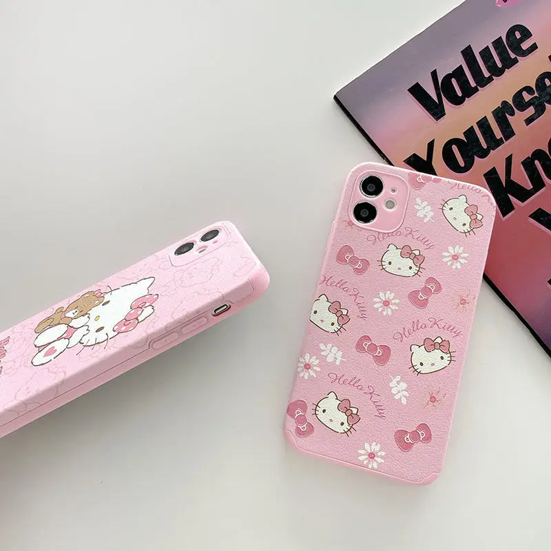 Kawaii Hello Kitty противоударный мягкий чехол для телефона Iphone 12 11 Pro Xs Max Xr X Se 7 8 Plus Чехлы
