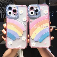 cute rainbow pattern phone case for iphone 13 pro max 11 12 xs x xr 7 8 plus se 2020 shockproof camera lens protect back cover