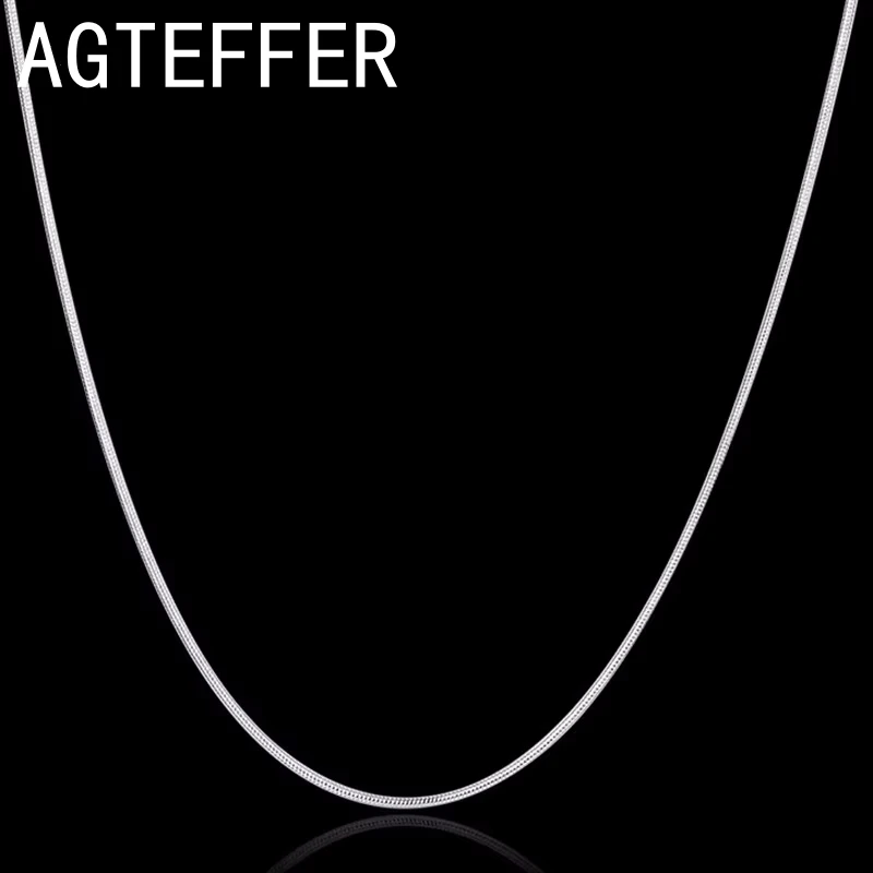 Ожерелье из стерлингового серебра 925 пробы 1 мм 2 3 16/18/20/22/24/26/28/30 дюймов цепочка в