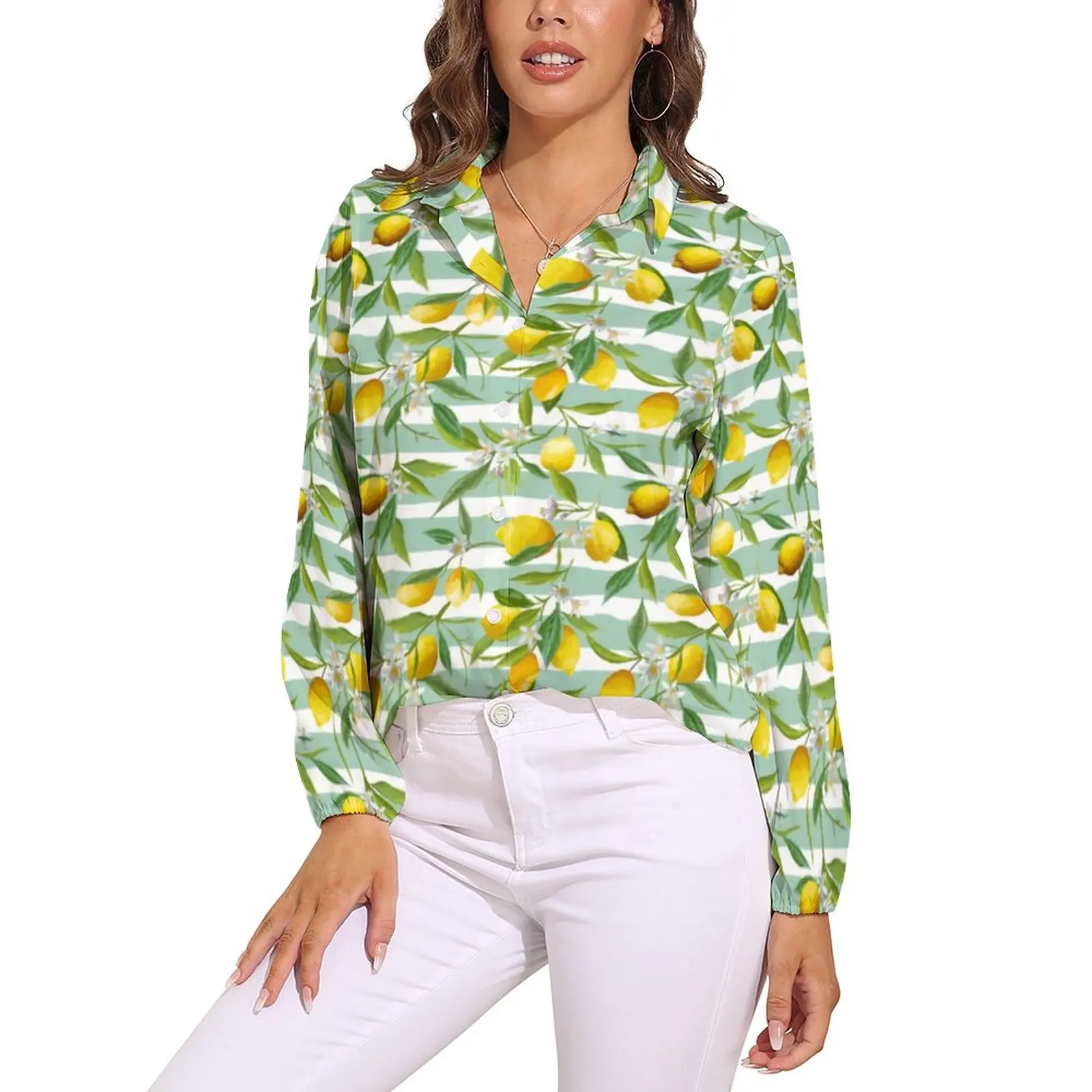 

Женская блузка в полоску, с длинным рукавом, размеры 2XL 3XL