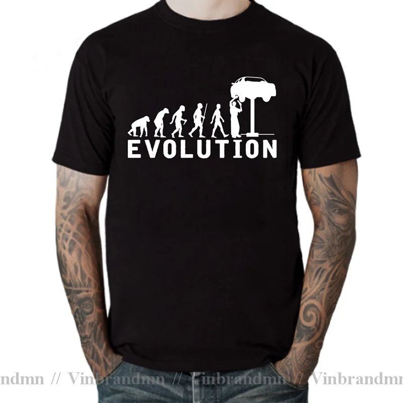 Летняя мужская футболка Evolution Auto Mechaniker Mechanic Car повседневная с короткими рукавами