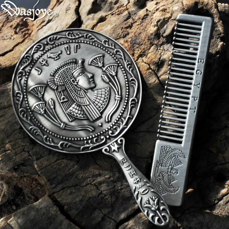 

Egypt Retro Portable Portable European Small Mirror Hand-Hold Mirror Makeup Mirror/Comb Valentine's Birthday Gift