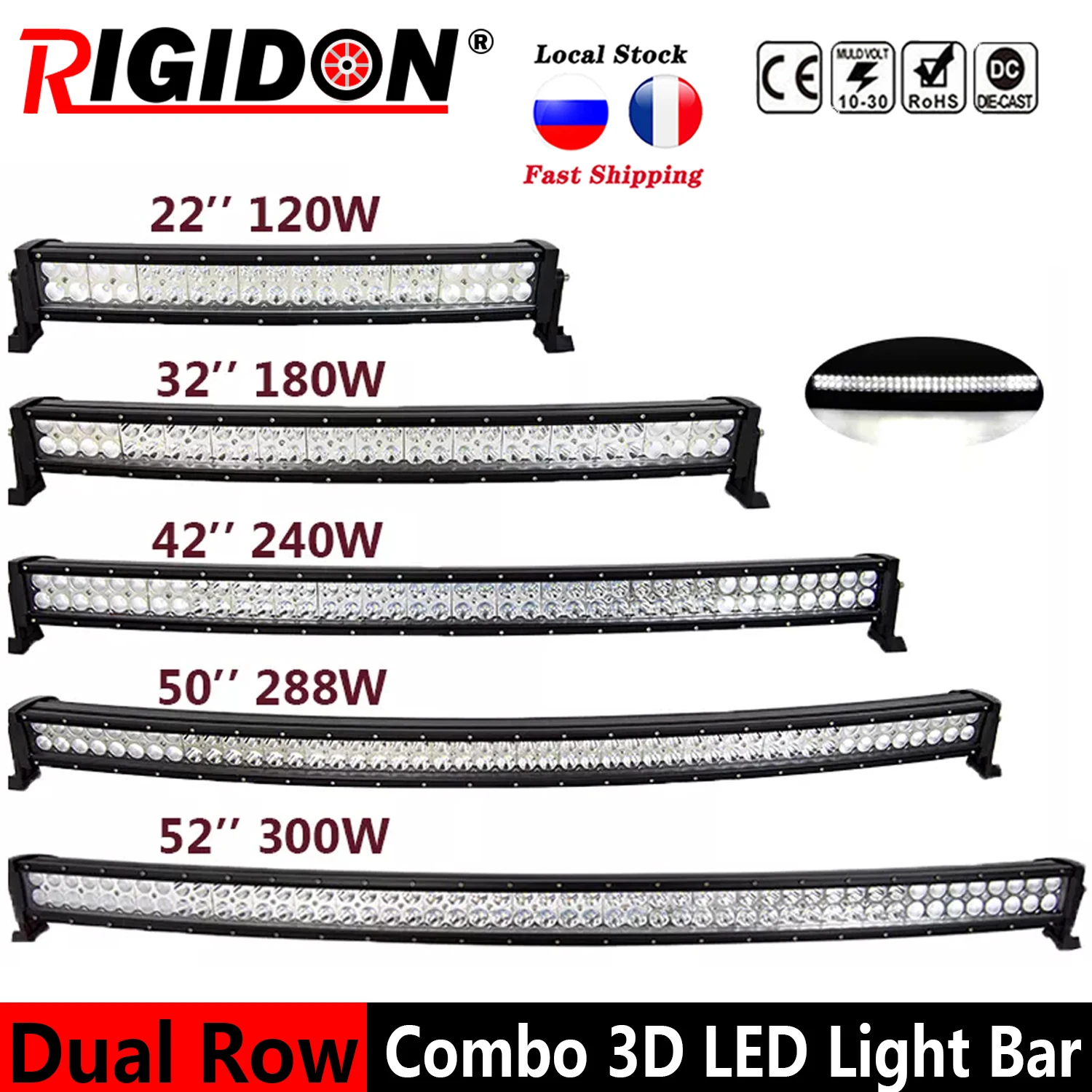 

RIGIDON 3D Double Row Curved LED Light Bar 22/32/42/50/52 inch Flood Spot Combo Beam for Jeep Offroad Vehicles Truck 4WD SUV ATV