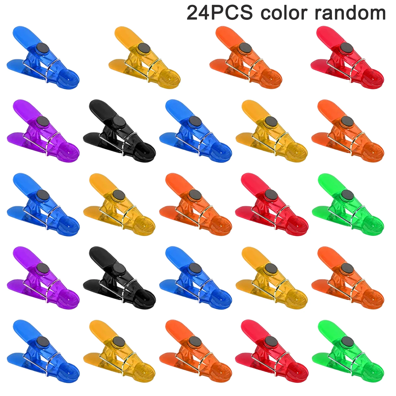 

24pcs Multipurpose Home For Kitchen Use Elastic Spring Portable Fresh Keeping Chip Bag Clips Snacks Non Slip Office With Magnet