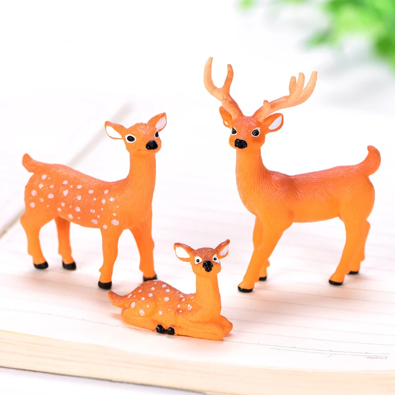 

Simulation Sika Deer Cartoon Wild Animal Elk Figurine Mini Fawn Model Ornaments Christmas Gift Cute Room Decor Decoration Home