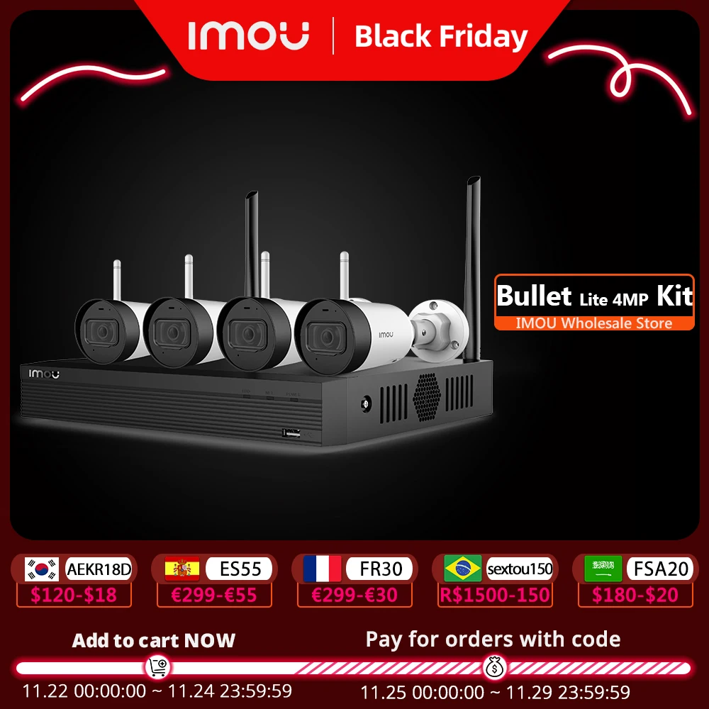 

Imou NVR KIT 4MP QHD Wireless Outdoor IP67 Weatherproof AI IP Camera Security System All Round Protection Video Surveillance Set
