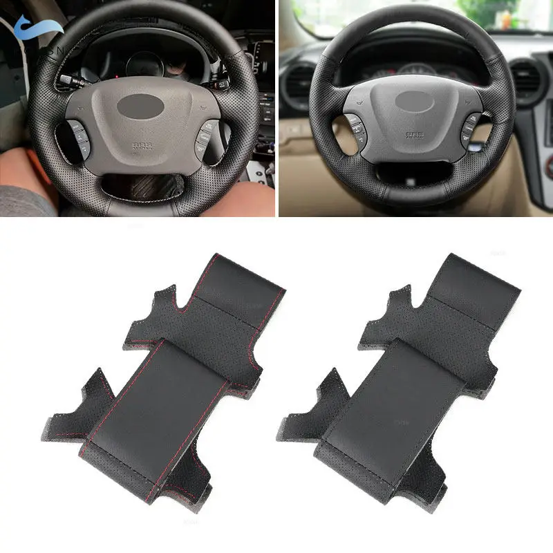 

For Kia Carnival II Grand Carnival 2006 - 2014 Braids on Car Steering Wheel Hand Stitched Perforated Microfiber Leather Cover