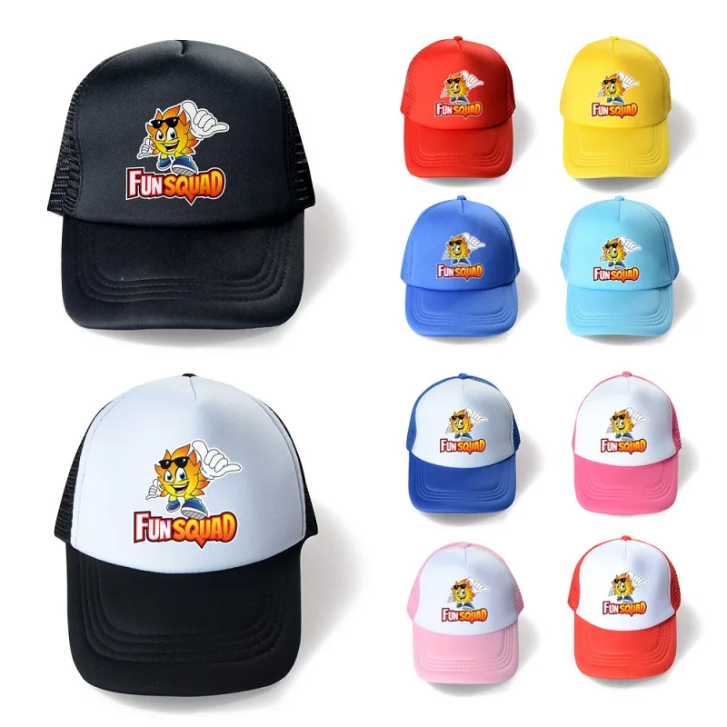 

Fashion New Fun Squad Cartoon Kids Adjustable Baseball Cap Children Boys Girls Mesh Hat Baby Sun Hat