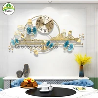 creative 100cm large muted wall clock 3d butterfly shape decorative clocks luxury metal hanging clocks home living room decor